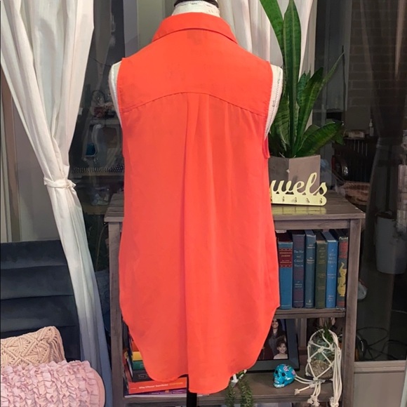 Mossimo Sleeveless long buttonup collared orange L - Picture 4 of 5